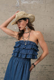 Denim Ruffle Strapless Top - Greige Goods