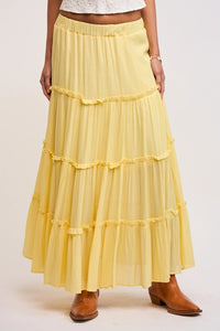 Ruffle Tiered Maxi Skirt - Greige Goods