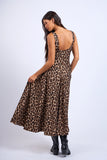 Cheetah U-Shape Boat Neck Midi Dress - Greige Goods