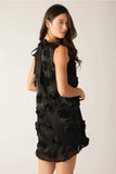 A Rosette Applique Mini Dress - Greige Goods