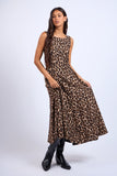 Cheetah U-Shape Boat Neck Midi Dress - Greige Goods