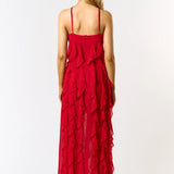 Halter Ruffle Maxi Dress - Greige Goods