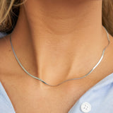 Silver Micro Herringbone Necklace - Greige Goods
