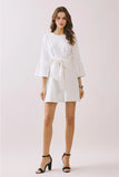 Three Quarter A-Line Mini Dress - Greige Goods