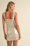 Ruched Metallic Mini Dress - Greige Goods