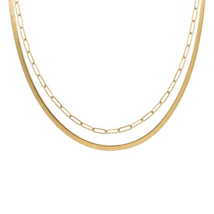 Herringbone Layered Necklace - Greige Goods