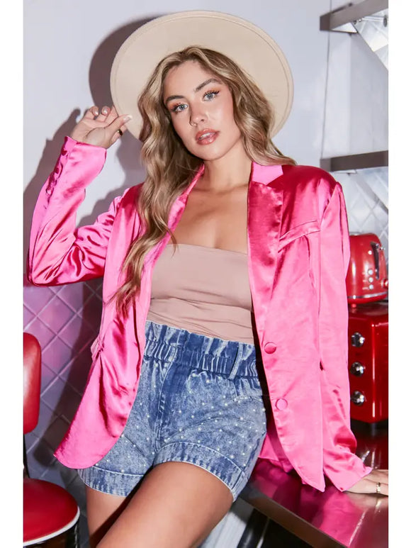 Satin Blazer - Greige Goods