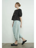 Embroidered Peplum Blouse - Greige Goods