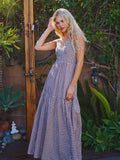 Checker Print Maxi Dress - Greige Goods
