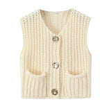 Chunky Needle Knitted Vest - Greige Goods