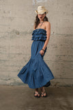 Denim Ruffle Strapless Top - Greige Goods