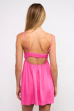Solid Front Tie Open Back Mini Dress - Greige Goods
