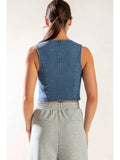 A Washed Denim Vest - Greige Goods