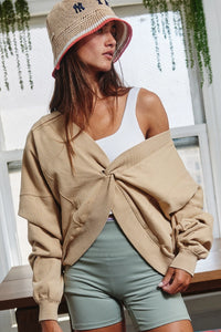 Reversible Twist-Front Sweatshirt Top