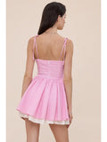Plaid Lace Flare Mini Dress - Greige Goods