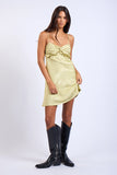 Jacquard Print Ruffle Trim Mini Dress - Greige Goods