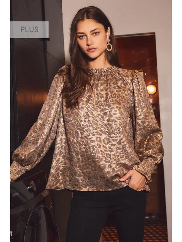 Curvy Girl Metallic Leopard Blouse