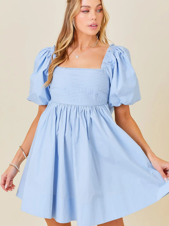 Ruffle Square Neck Mini Dress - Greige Goods