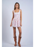 Hibiscus Floral Wide Mini Dress - Greige Goods