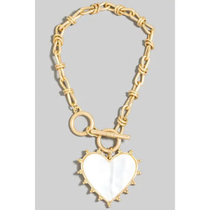 Pearl Heart Toggle Bracelet - Greige Goods