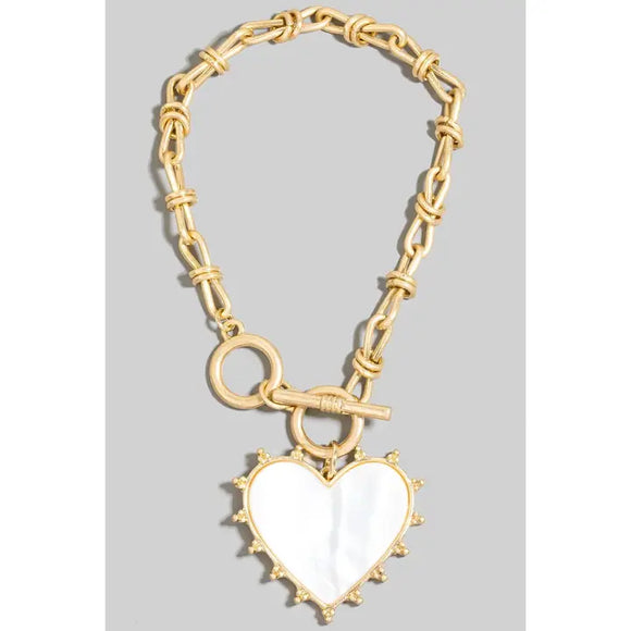 Pearl Heart Toggle Bracelet - Greige Goods