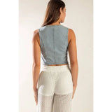 Denim Button Front Vest - Greige Goods