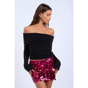 Off the shoulder knit sweater - Greige Goods