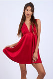 Satin Plunging V-Neck Mini - Greige Goods