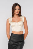 Rhinestone Trim Wing Strap Top