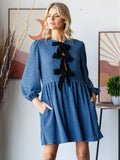 Front Bow Dress - Greige Goods