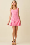 Ruffle Hem Square Neck Mini