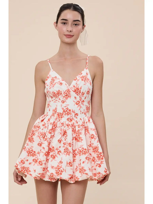 Floral Bubble Mini Dress - Greige Goods