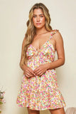 Floral Babydoll Mini Dress - Greige Goods