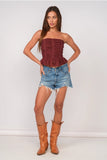 Smocked Ruched Ruffle Crop - Greige Goods
