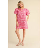 Floral Jacquard Embroidery Dress - Greige Goods