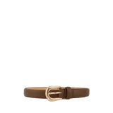 Classic Button Leather Belt - Greige Goods