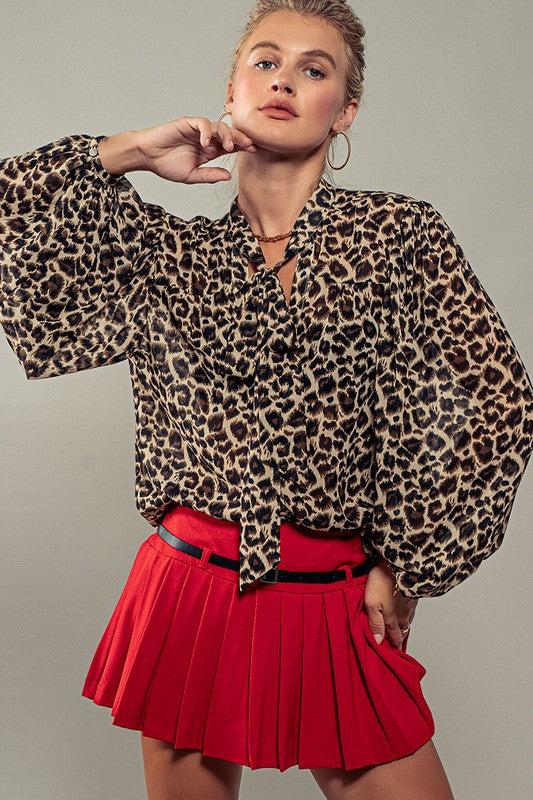 Leopard Print Blouse - Greige Goods