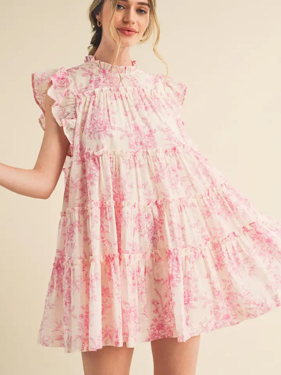 Flutter Sleeve Babydoll Mini - Greige Goods