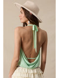 Halter Tie V-Neck Mesh Top