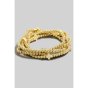 Cross Beaded Bracelet Set - Greige Goods
