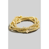 Cross Beaded Bracelet Set - Greige Goods