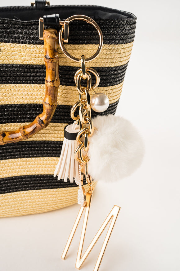 Gold Large Initial Bag Charm