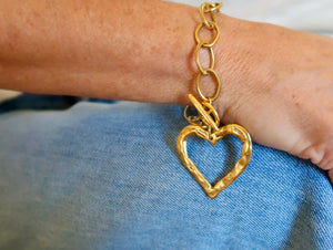 Heart Chunky Chain Bracelet - Greige Goods