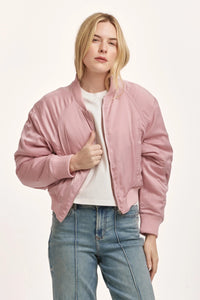 Samaria Satin Bomber Jacket - Greige Goods