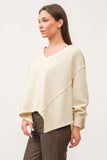 Mira V-Neck Oversized LS - Greige Goods