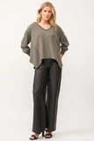 Mira V-Neck Oversized LS - Greige Goods
