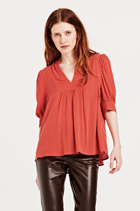Raven Puff Cuff Tunic Top - Greige Goods