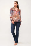 Alessia V-Neck LS Blouse - Greige Goods