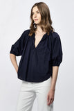 Costa V Neck Blouse - Greige Goods