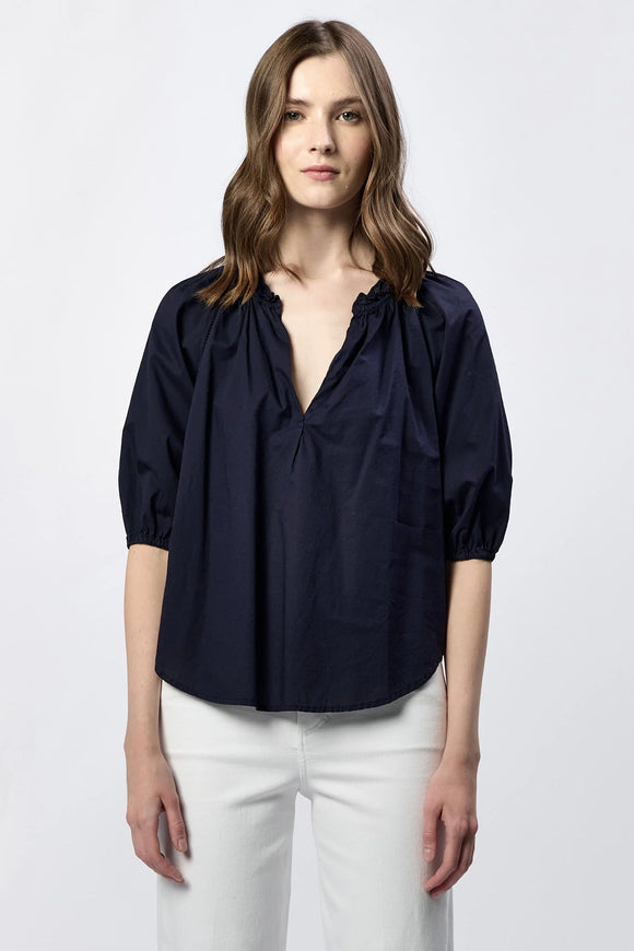 Costa V Neck Blouse - Greige Goods